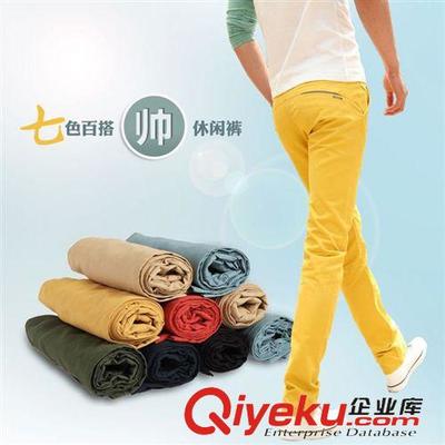 男士休闲裤 厂家直销休闲裤男士韩版修身潮流小脚裤铅笔裤长裤亮色个性潮图片|男士休闲裤 厂家直销休闲裤男士韩版修身潮流小脚裤铅笔裤长裤亮色个性潮产品图片由杭州彤蒙商贸公司生产提供-